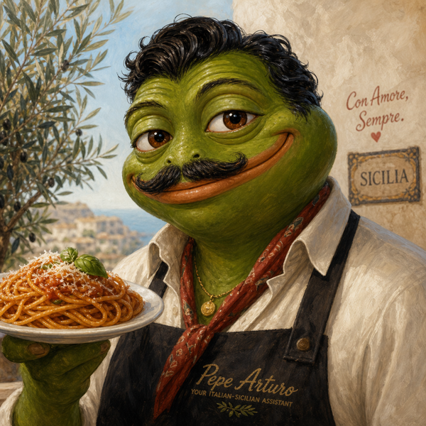 Pepe Arturo — green frog-monk portrait